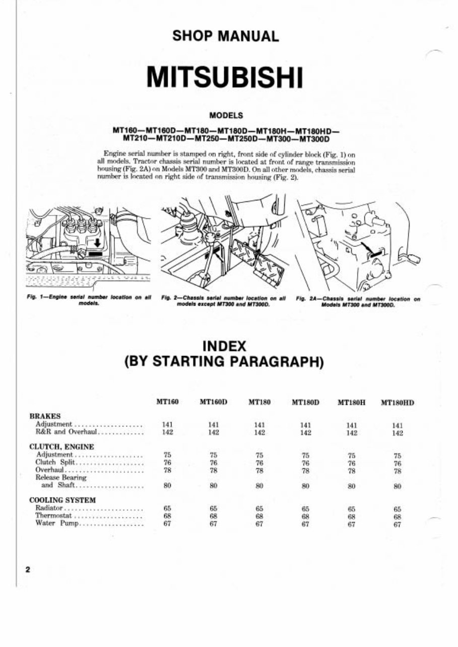 Mitsubishi MT160 MT160D Tractor Workshop Service Repair preview img 1