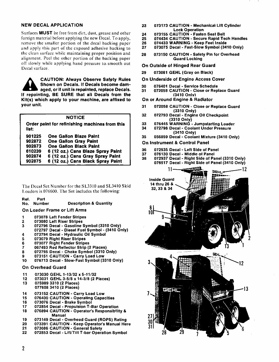 GEHL 3310/3410 Skid Loader Parts Manual preview img 4