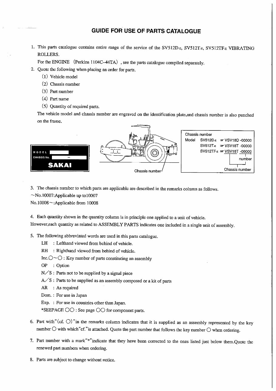 sakai SV512D,SV512T,SV512TF parts book preview img 4