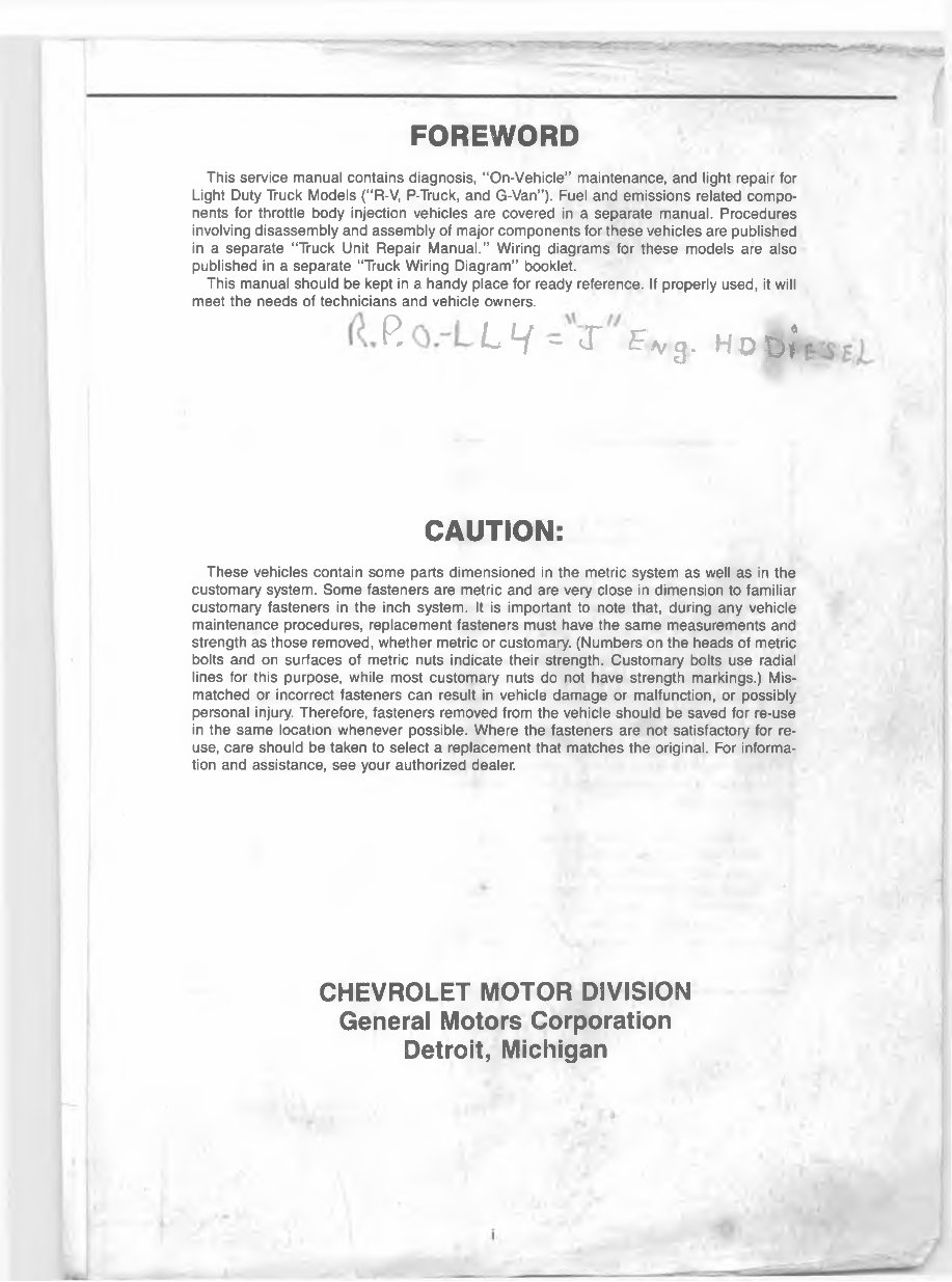 1986 Chevrolet Light Duty Trucks Service & Repair Manual preview img 4