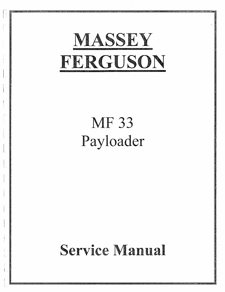 Massey Ferguson MF 33 Payloader Service Repair Manual preview img 1