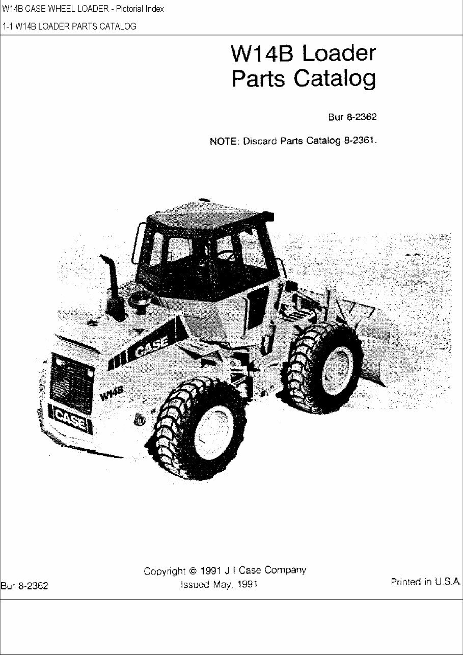CASE W14B Wheel Loader Parts Catalog Manual preview img 1