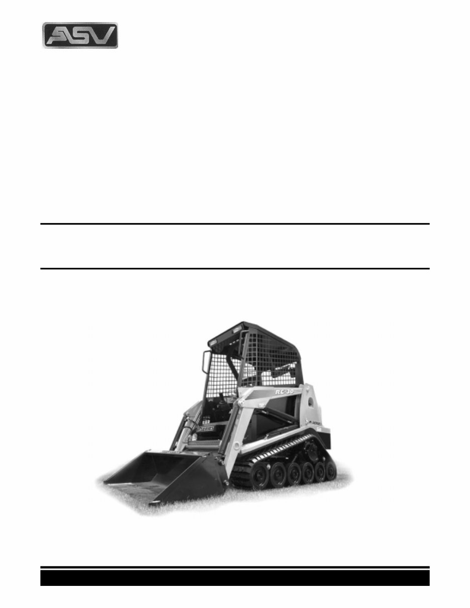 ASV RC-30 Rubber Track Loader Illustrated Master Parts List Manual ...