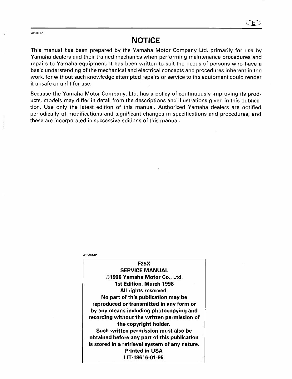 1999 Yamaha F25X Outboard OEM Service & Repair Manual preview img 2