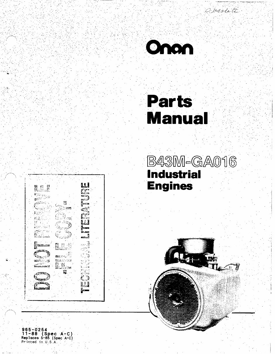 parts manual for onan engines b43m ga016 preview img 1