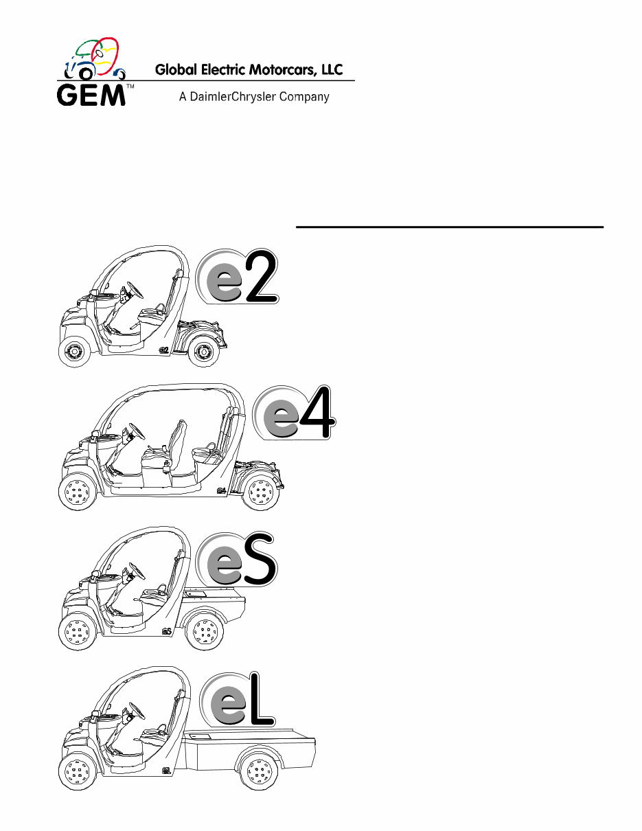 2005 GEM Global Electric Motorcars Parts Catalog and Service Repair Workshop Manual preview img 1