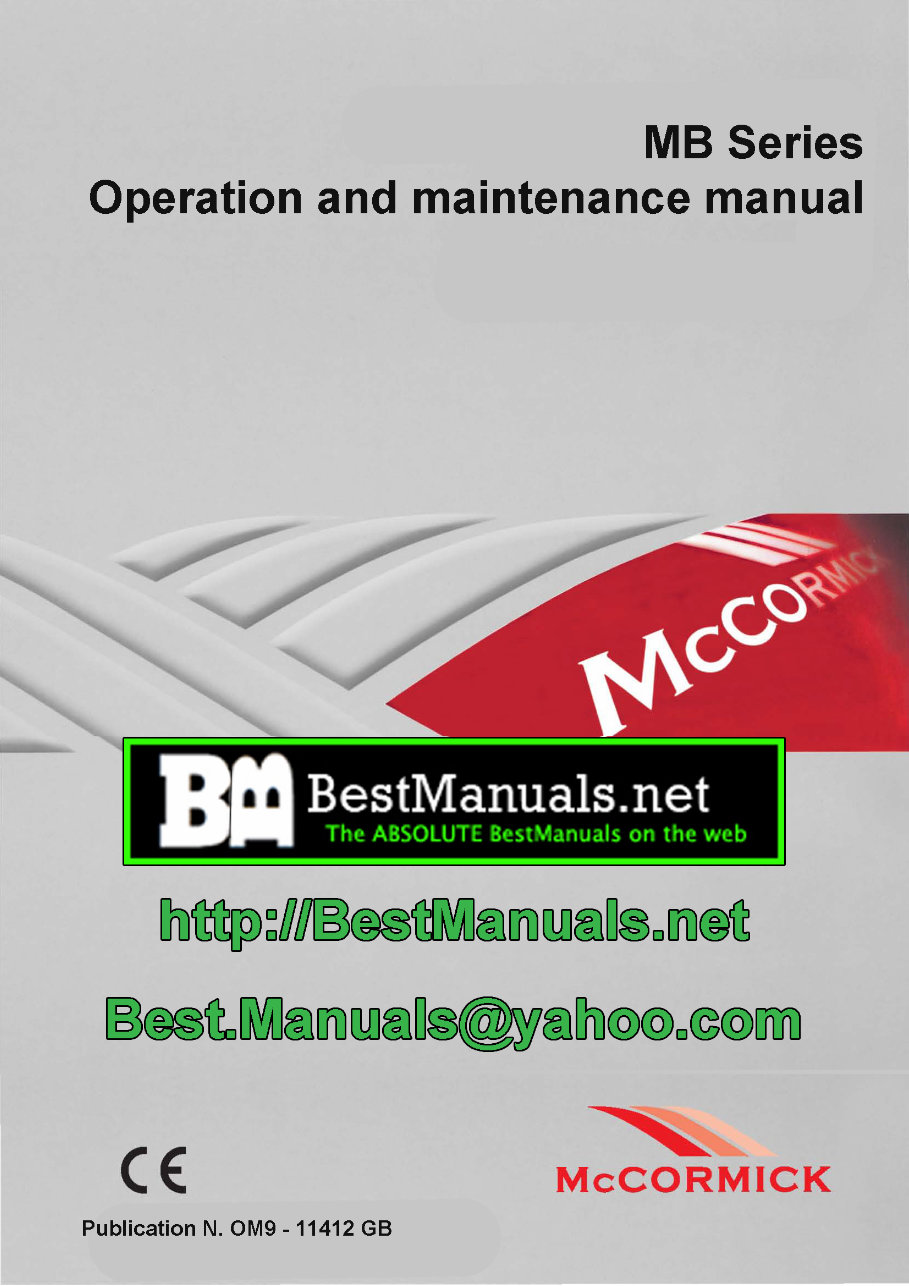 McCormick MB55 MB65 MB75 MB85 MB Series Tractors Operation & Maintenance Manual - preview img 1