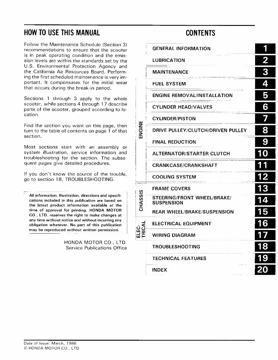 HONDA ELITE CH150 Workshop Repair Manual All 1985-1986 Models Covered preview img 1