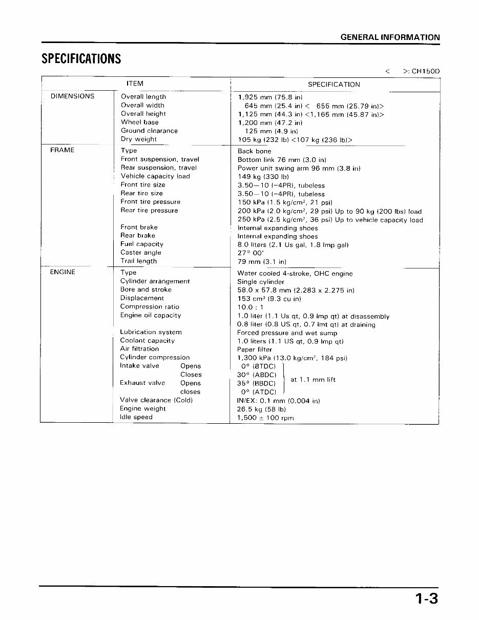HONDA ELITE CH150 Workshop Repair Manual All 1985-1986 Models Covered preview img 4
