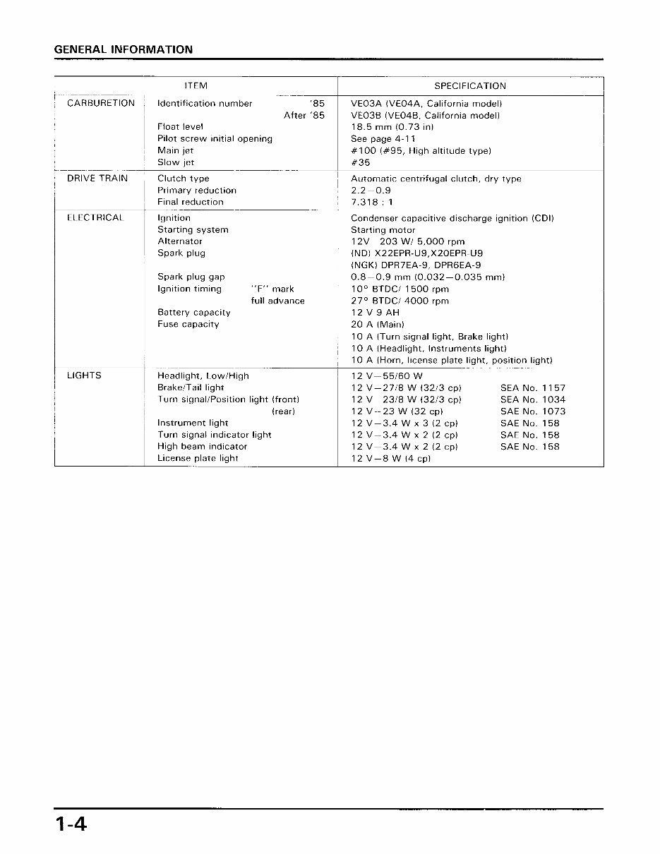 HONDA ELITE CH150 Workshop Repair Manual All 1985-1986 Models Covered preview img 5