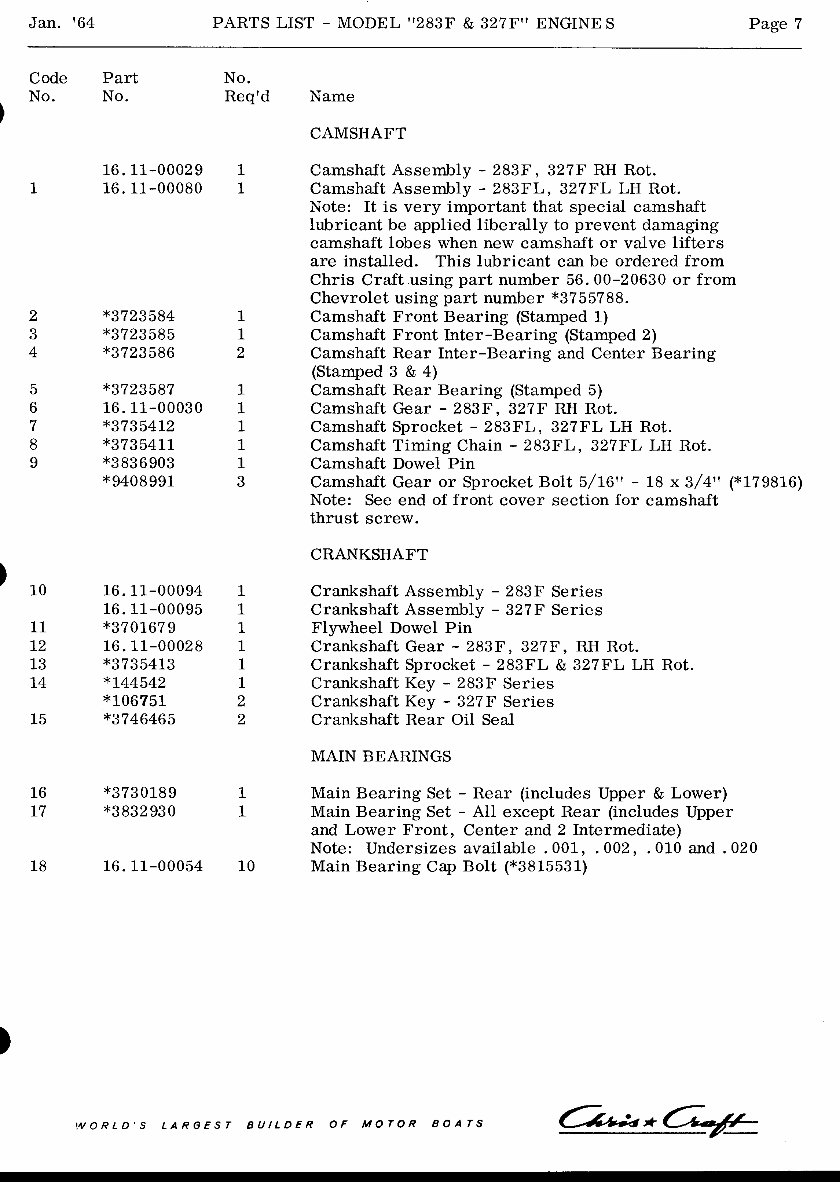 CHRIS CRAFT Marine Engine 283 327 F V8 Parts Manual LIST EPC preview img 10