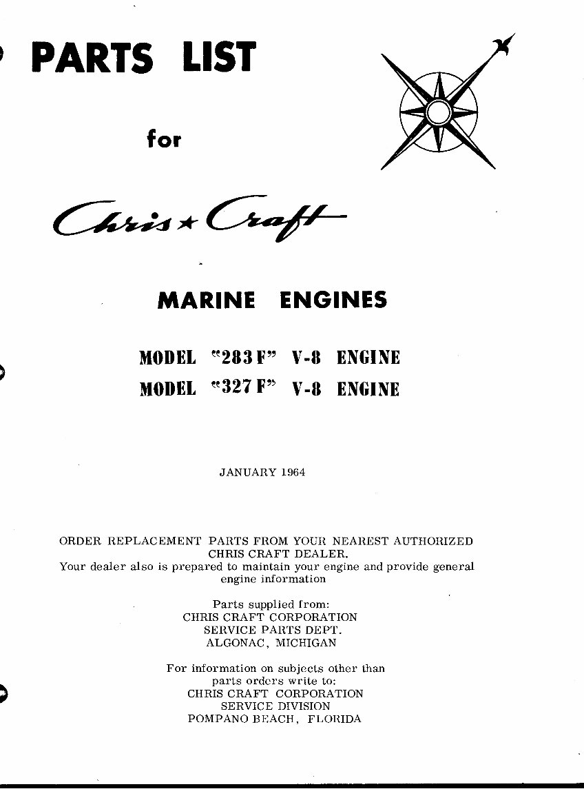 CHRIS CRAFT Marine Engine 283 327 F V8 Parts Manual LIST EPC preview img 2