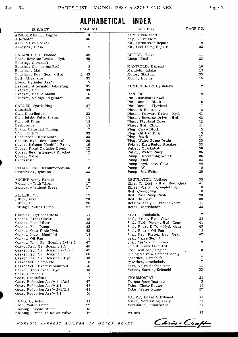CHRIS CRAFT Marine Engine 283 327 F V8 Parts Manual LIST EPC preview img 4