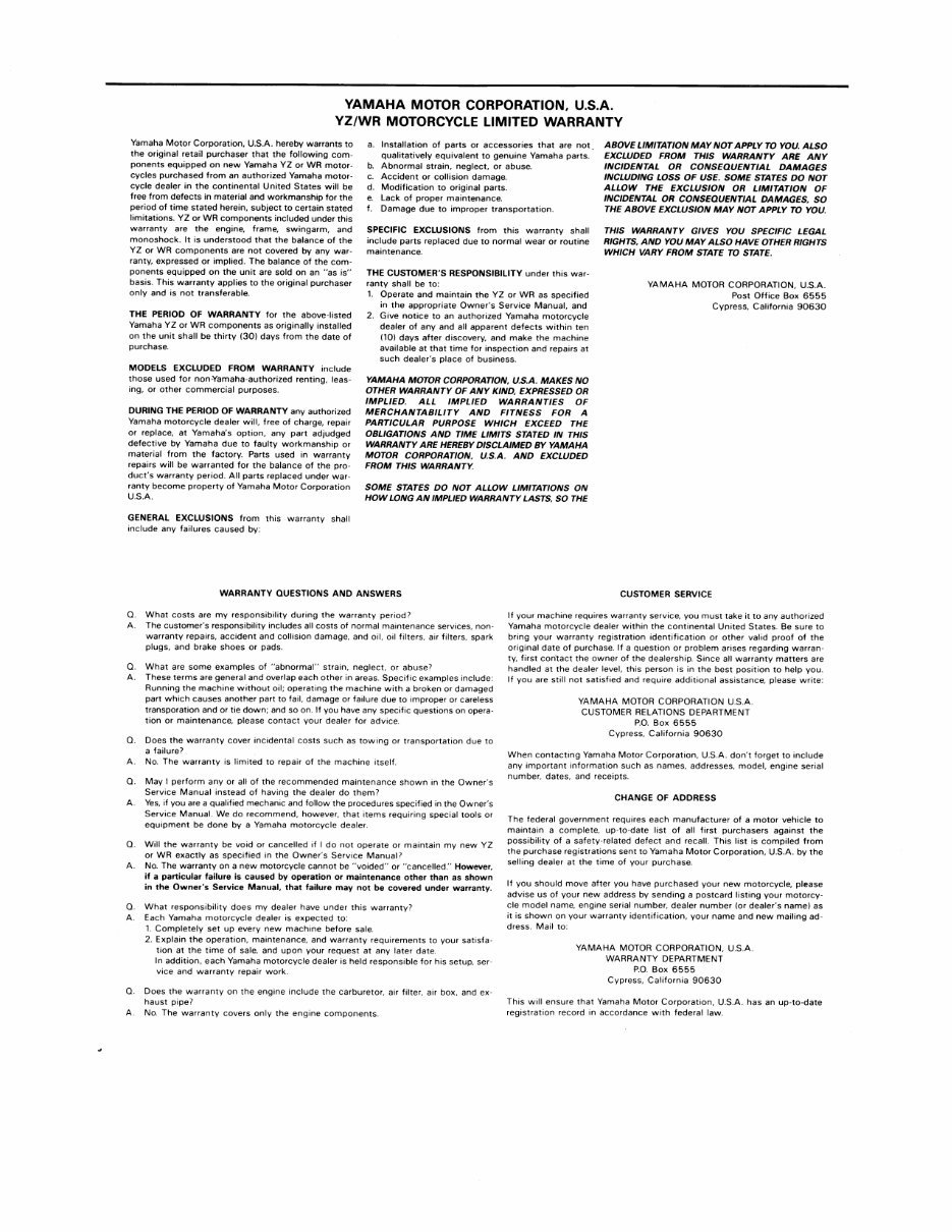 1994 YAMAHA WR250 WR250ZF FACTORY Repair Service Manual preview img 4