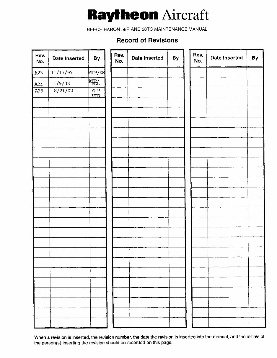Raytheon Beech Baron 58P, 58PA, 58TC, 58TCA Aircracfts OEM Service & Repair Manual preview img 4
