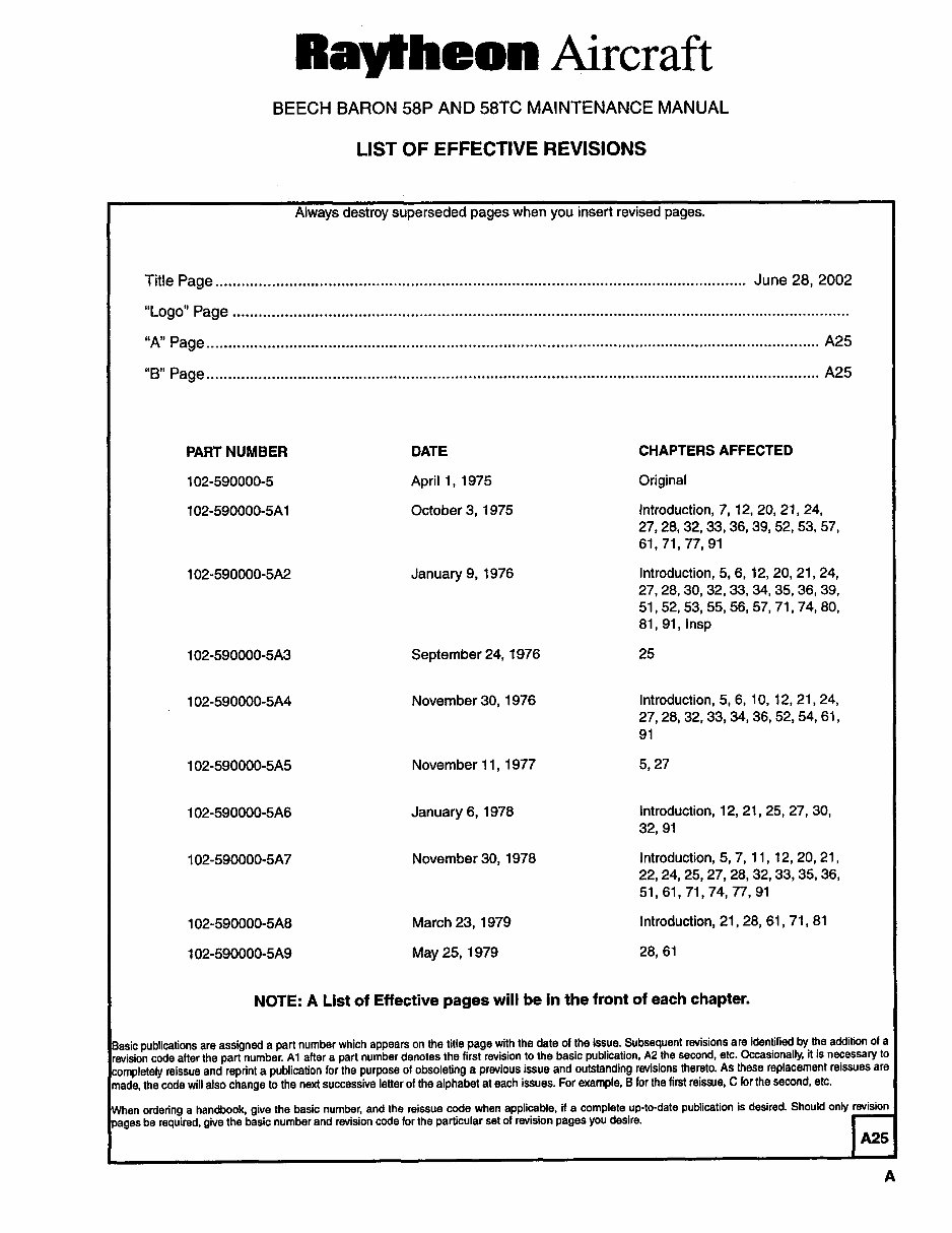Raytheon Beech Baron 58P, 58PA, 58TC, 58TCA Aircracfts OEM Service & Repair Manual preview img 5