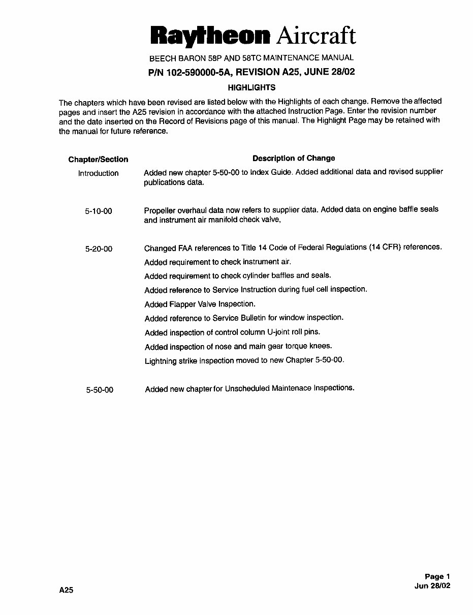 Raytheon Beech Baron 58P, 58PA, 58TC, 58TCA Aircracfts OEM Service & Repair Manual preview img 9