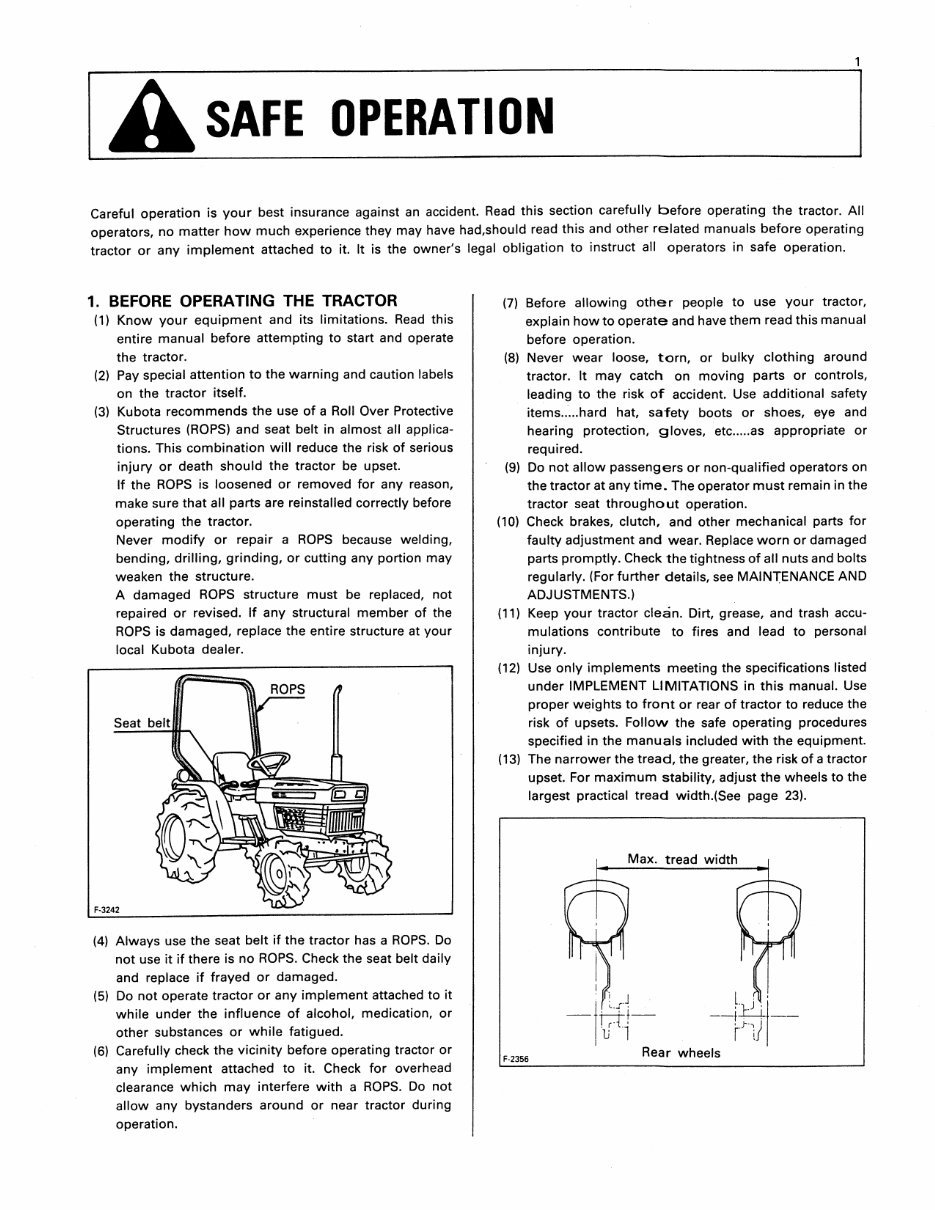Kubota B9200 HST B9200HST Operator Manual preview img 5