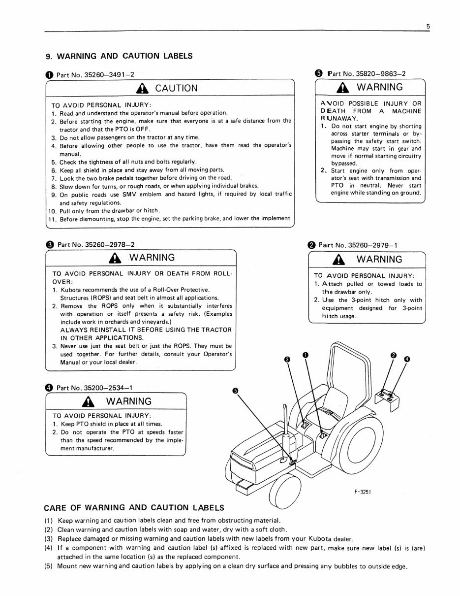 Kubota B9200 HST B9200HST Operator Manual preview img 9