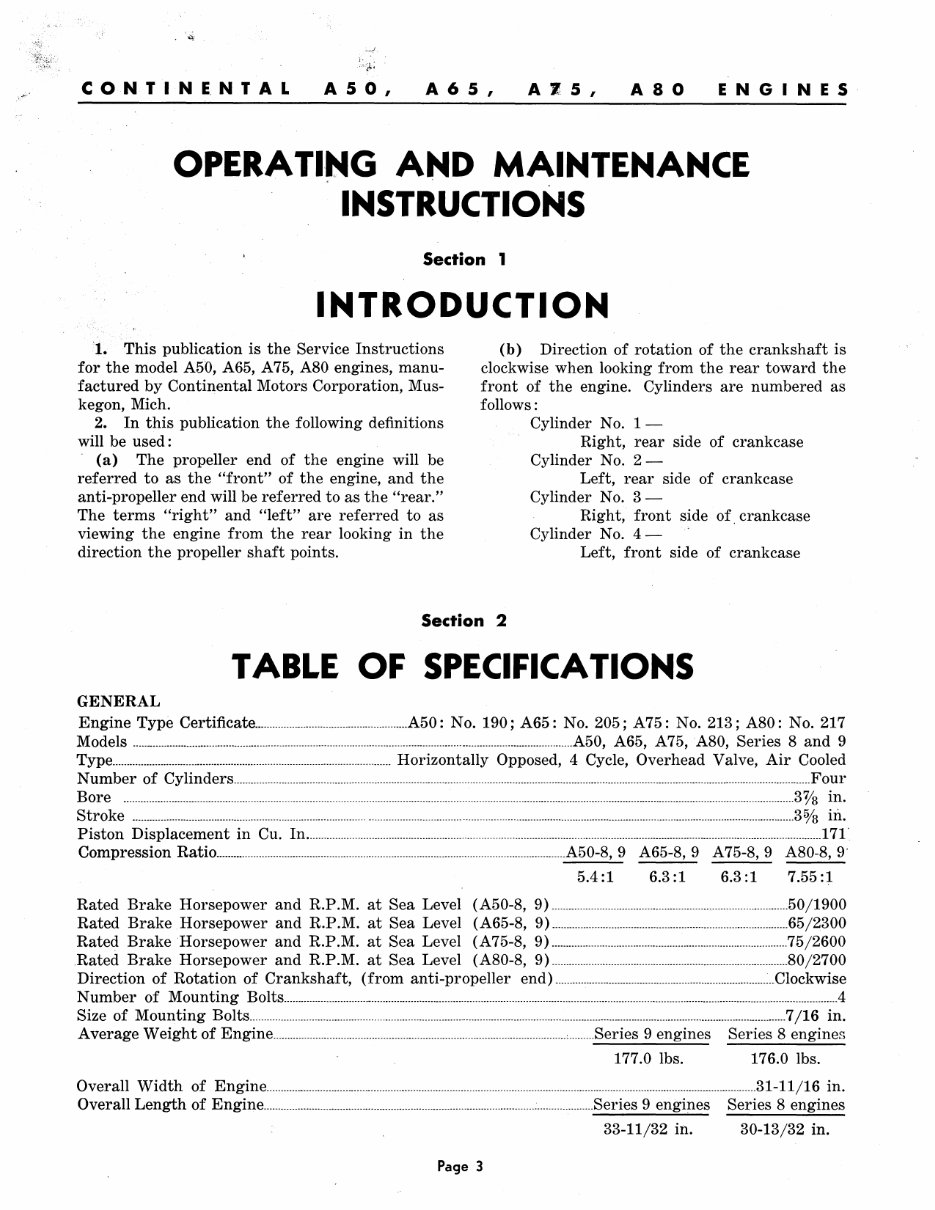 Continental A50 A65 A75 A80 Operator Manual Owner Manuals* preview img 10