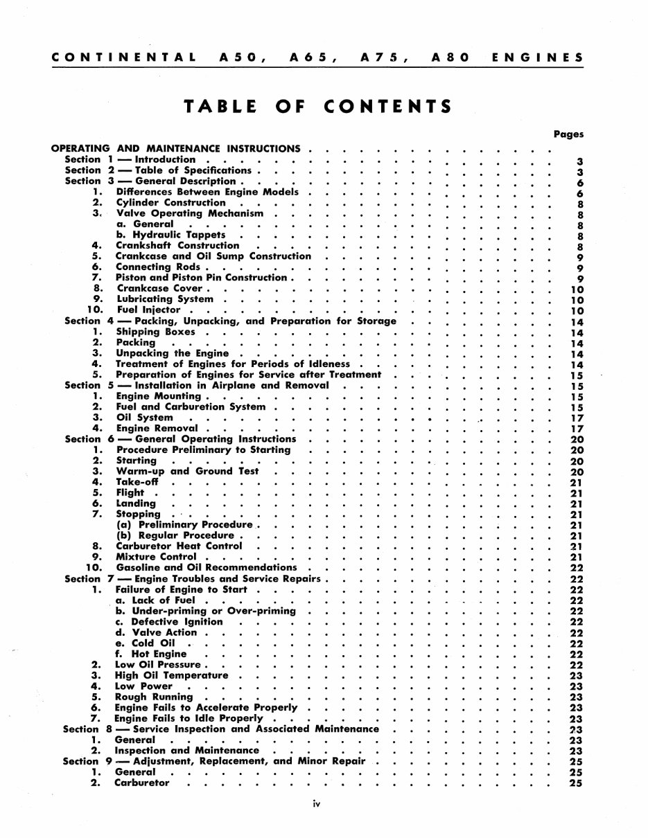 Continental A50 A65 A75 A80 Operator Manual Owner Manuals* preview img 4