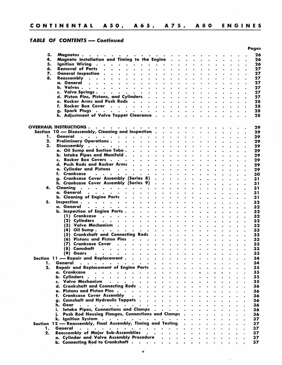 Continental A50 A65 A75 A80 Operator Manual Owner Manuals* preview img 5