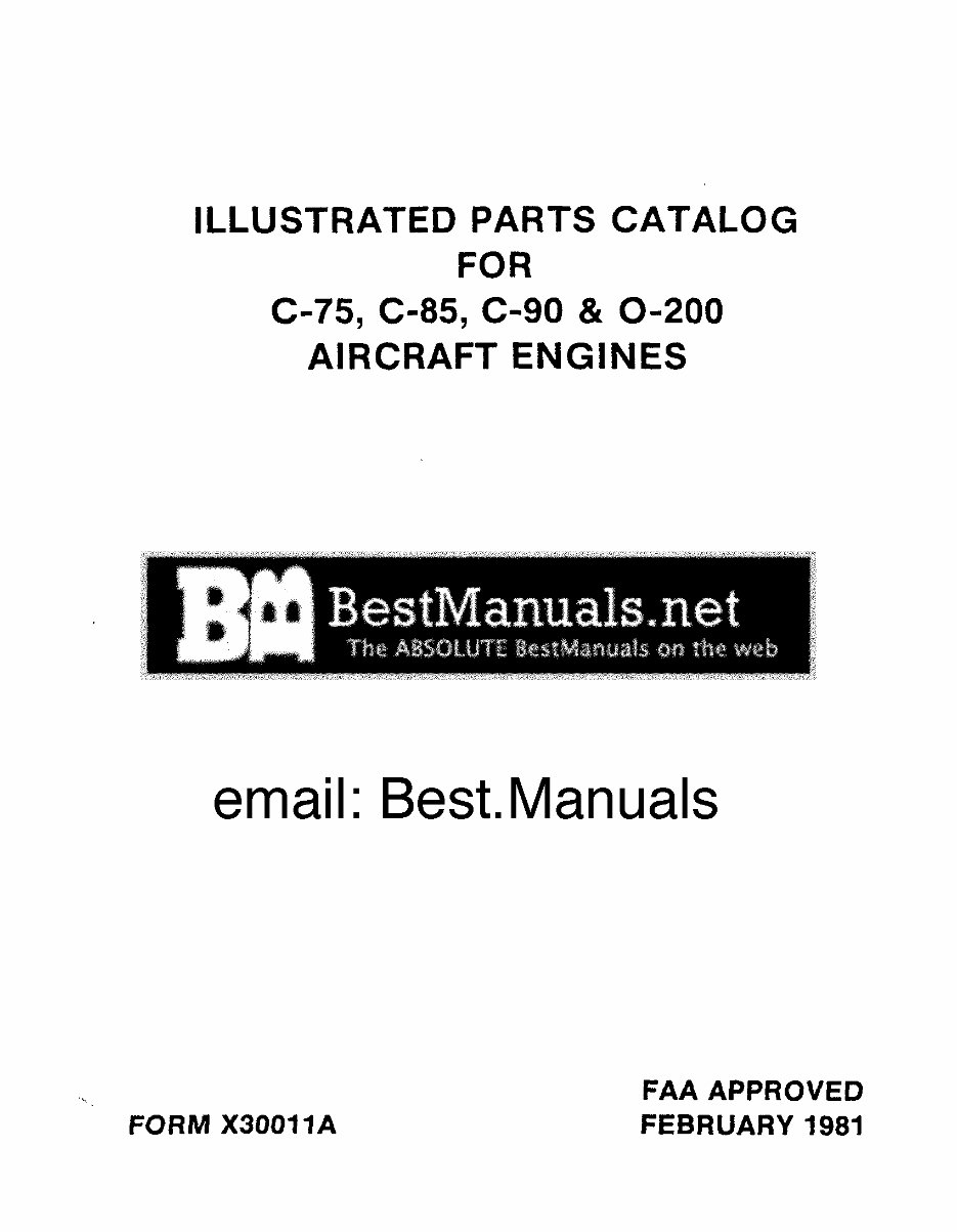 Continental Aircraft Engines O200-C75-C85-C90 Parts Manual preview img 1