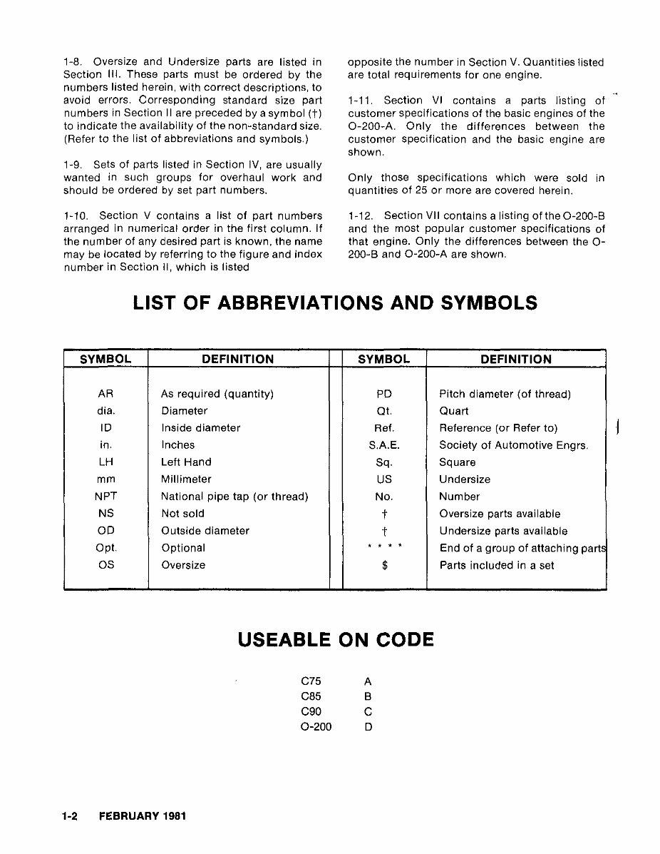 Continental Aircraft Engines O200-C75-C85-C90 Parts Manual preview img 6