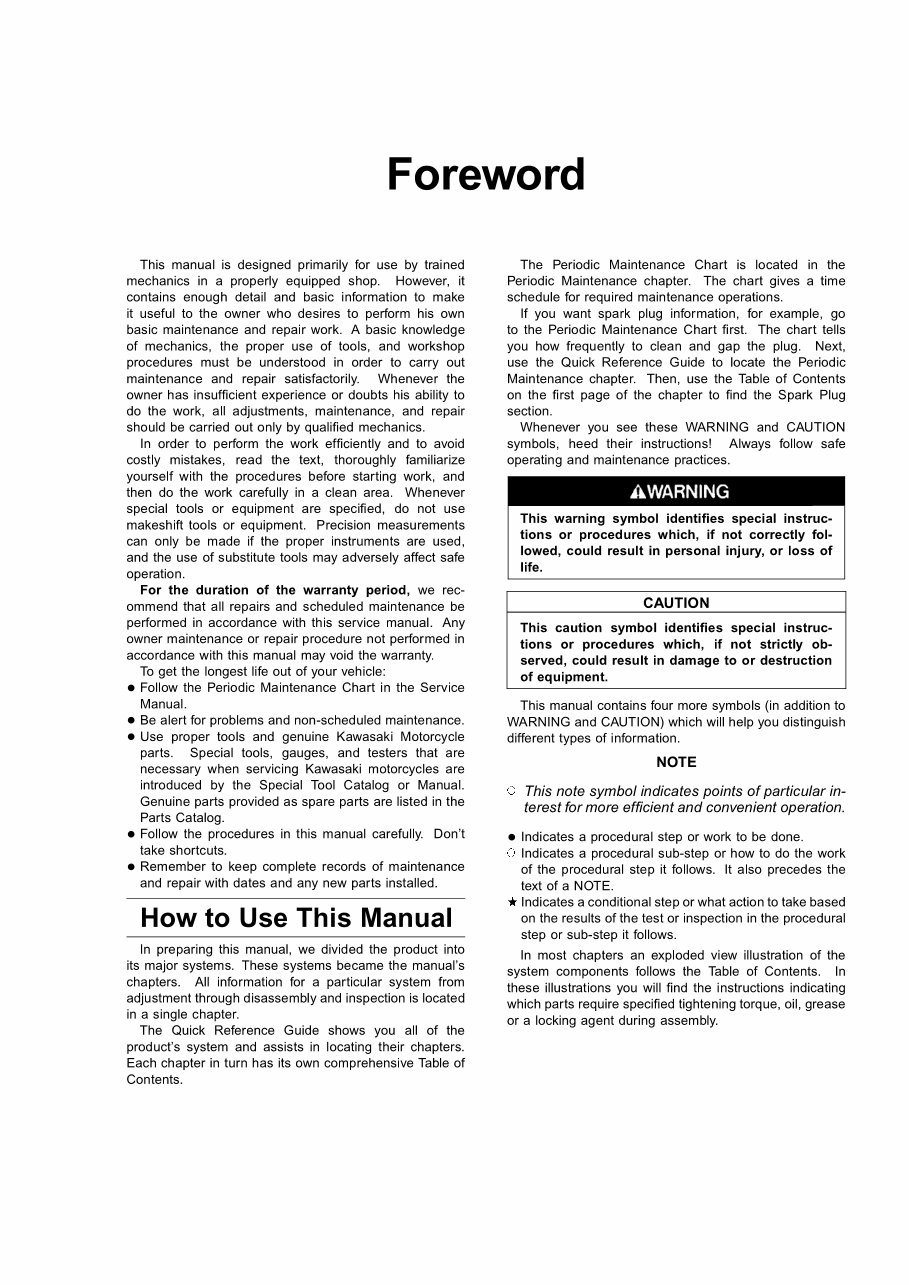KAWASAKI NINJA ZX-9R Service Manual 2000-2003 preview img 7