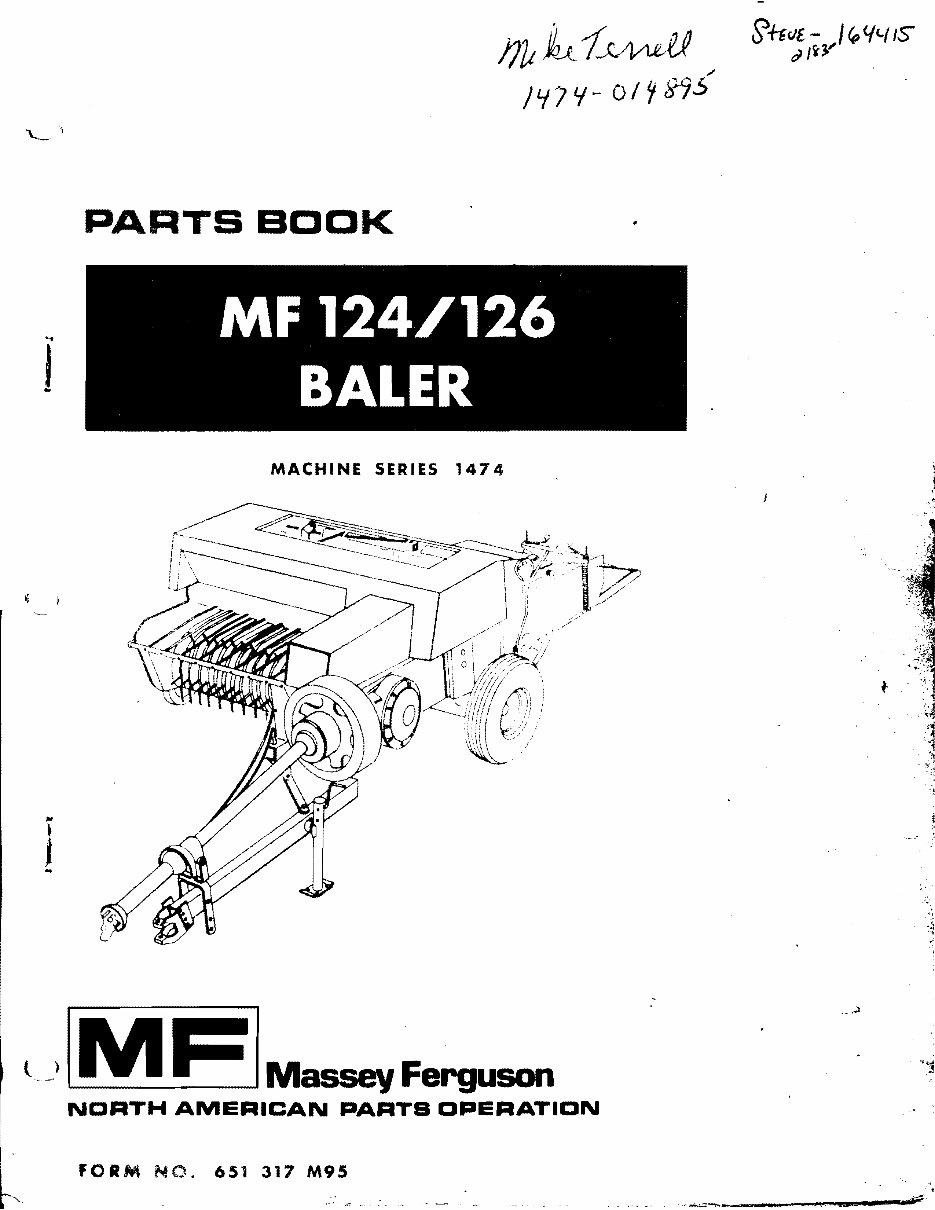 Massey Fergusson MF 124 / 126 Baler Parts Catalog preview img 1