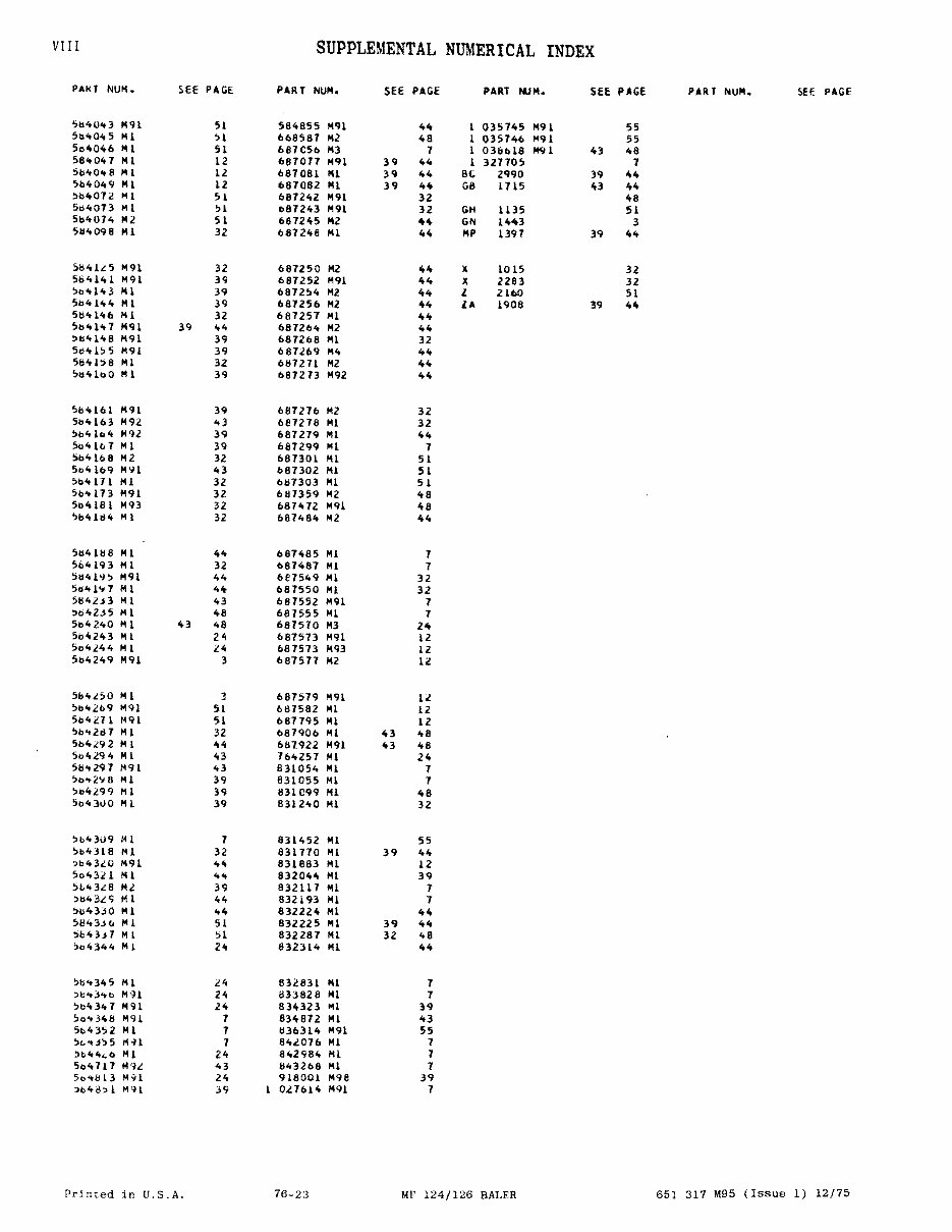 Massey Fergusson MF 124 / 126 Baler Parts Catalog preview img 10