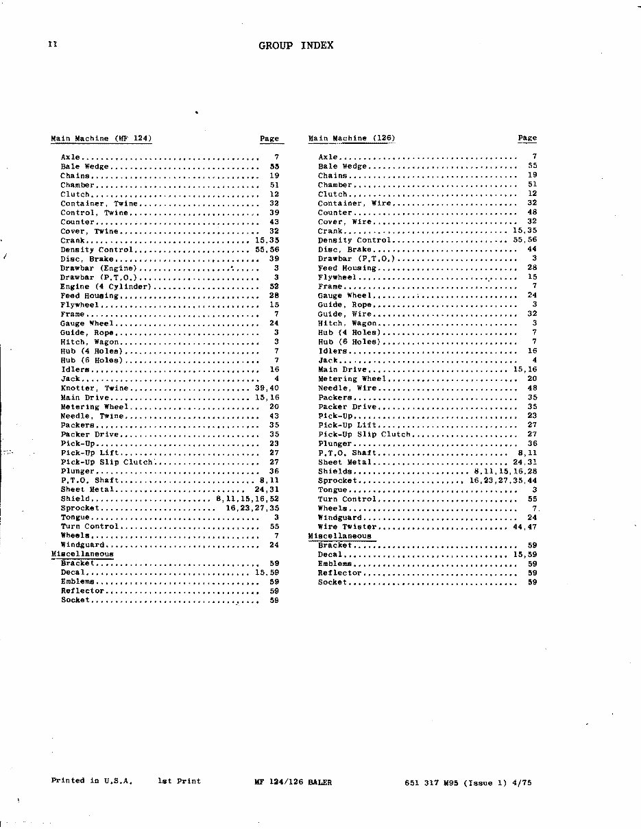 Massey Fergusson MF 124 / 126 Baler Parts Catalog preview img 4