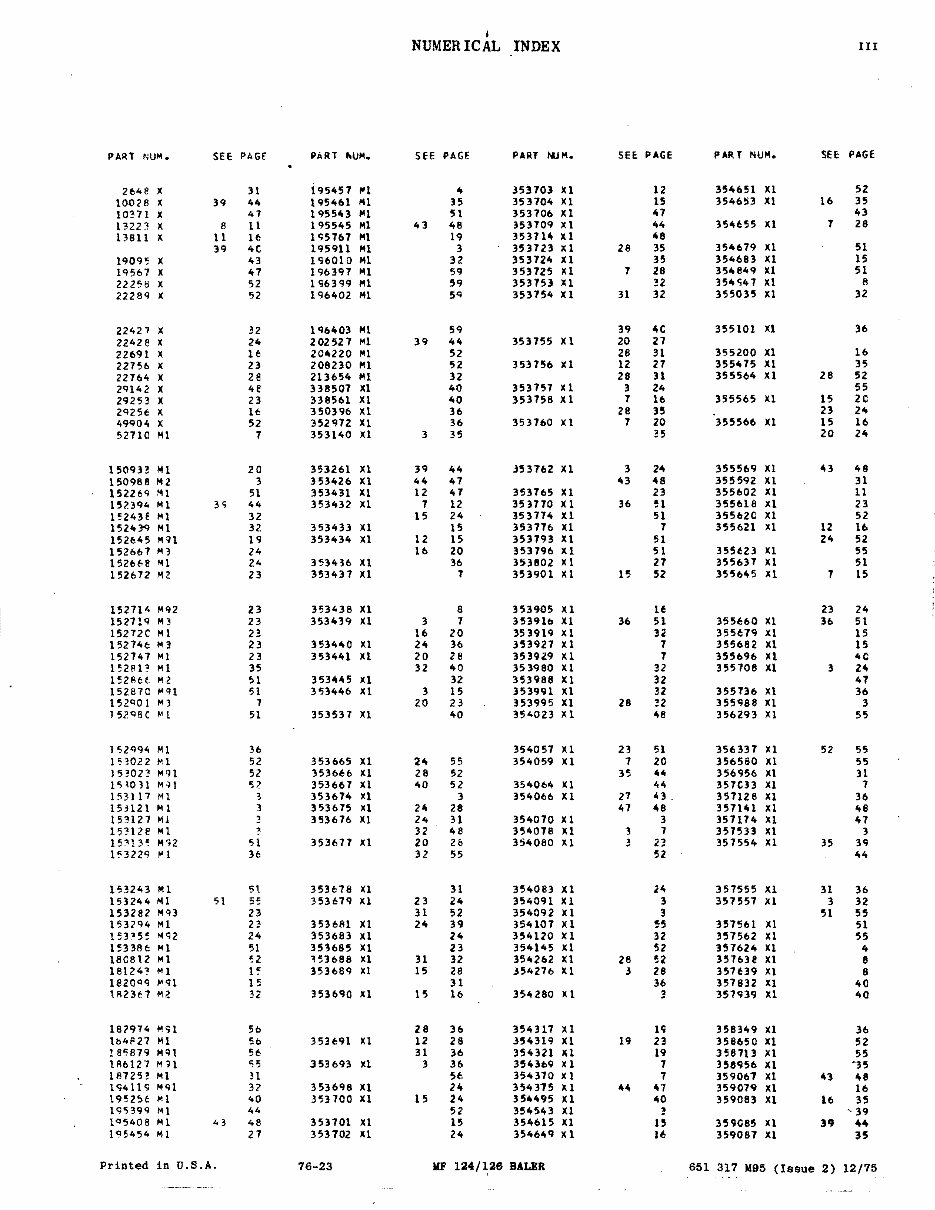 Massey Fergusson MF 124 / 126 Baler Parts Catalog preview img 5
