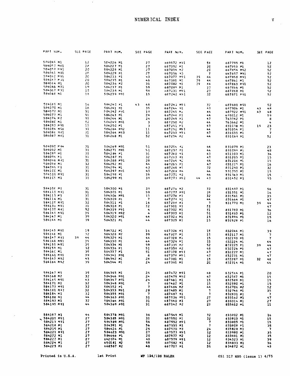 Massey Fergusson MF 124 / 126 Baler Parts Catalog preview img 7
