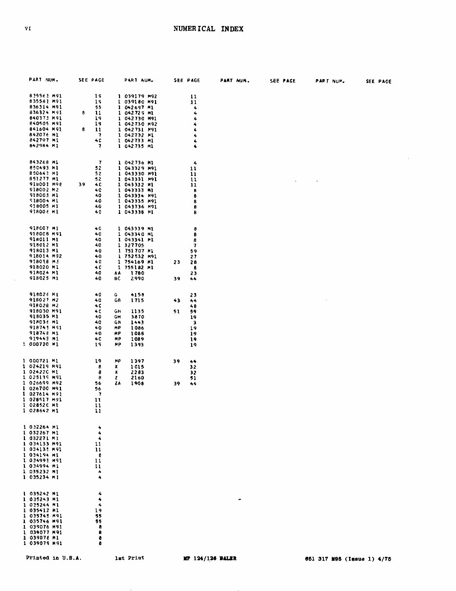 Massey Fergusson MF 124 / 126 Baler Parts Catalog preview img 8