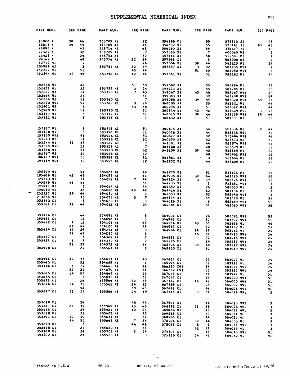 Massey Fergusson MF 124 / 126 Baler Parts Catalog preview img 9