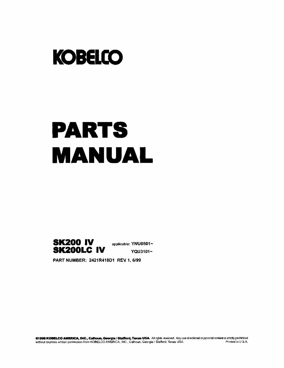 Kobelco SK200 Parts Catalog preview img 1