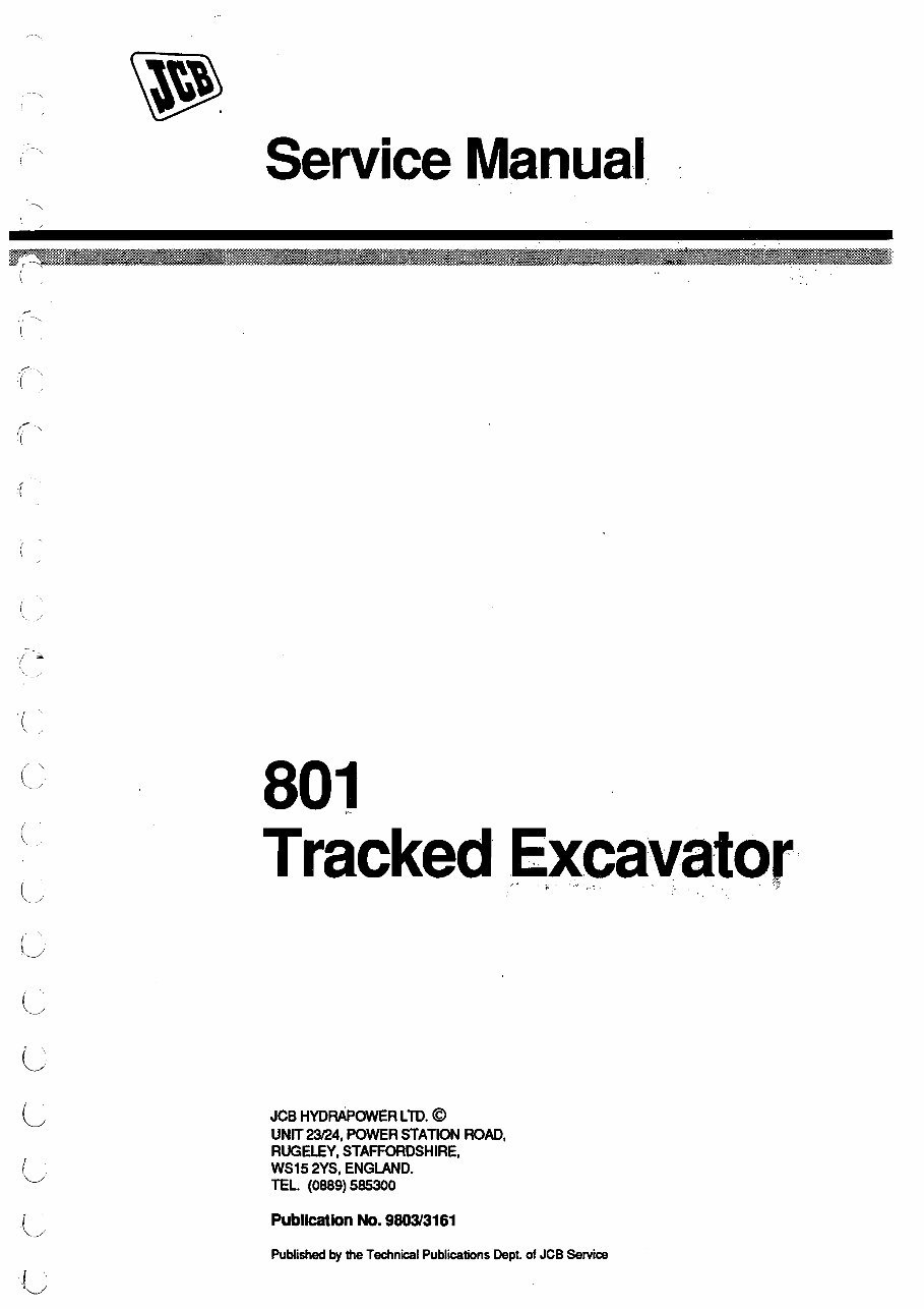 JCB 801 Tracked Excavator Service Repair Workshop Manual preview img 1