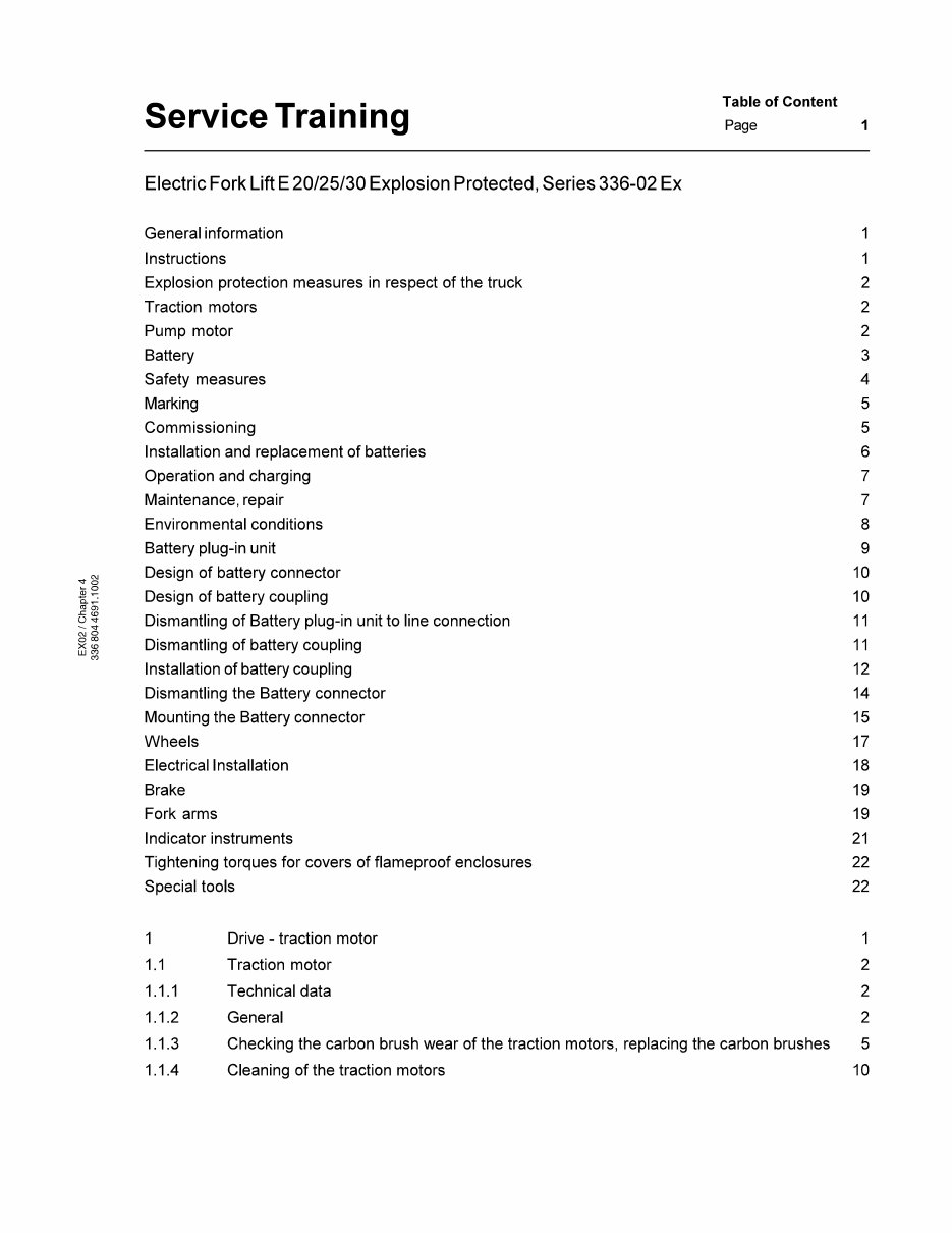 Linde Electric Lift Truck Series 336-02 Explosion Protected: E20, E25, E30 Service Training Manual preview img 3