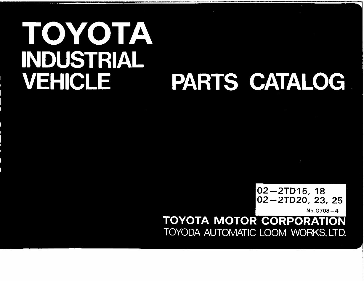 Toyota Towing Tractor Type 02-2TD20, 02-2TD25 Parts Manual preview img 1