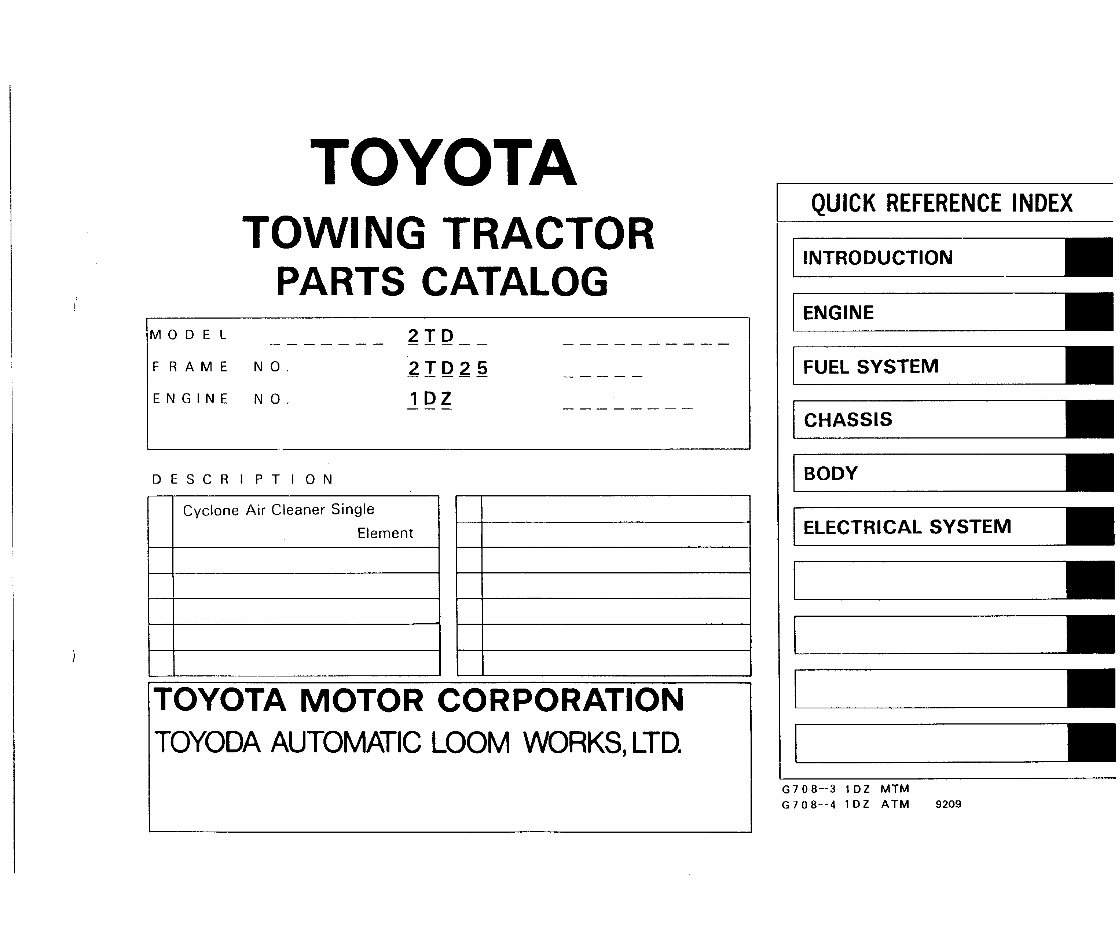 Toyota Towing Tractor Type 02-2TD20, 02-2TD25 Parts Manual preview img 2
