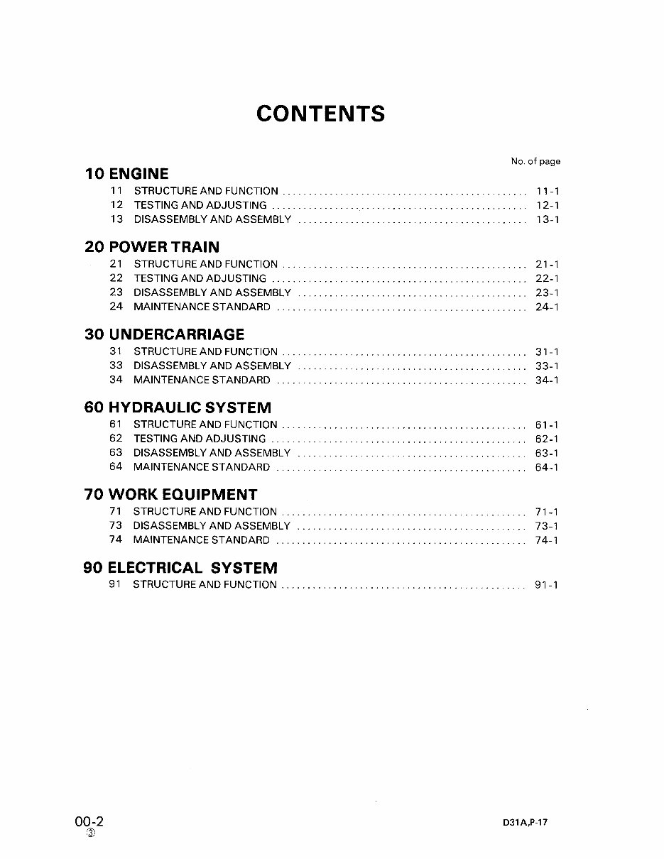 Komatsu D31A-17 D31E-17 D31P-17 Bulldozer Service Manual preview img 3