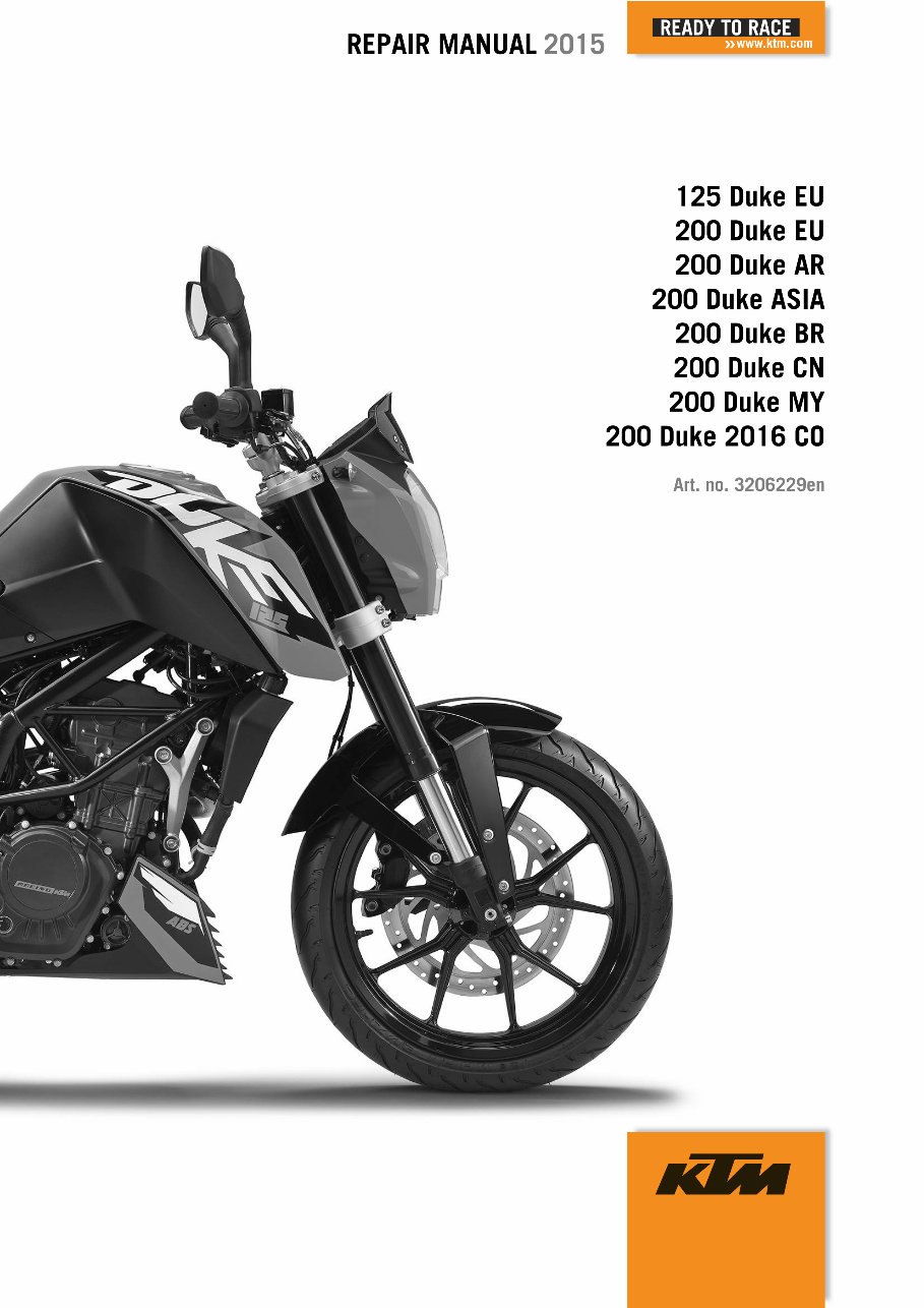 2011-2015 KTM125 Duke EU 125 Duke DE Service & Repair Manual preview img 1