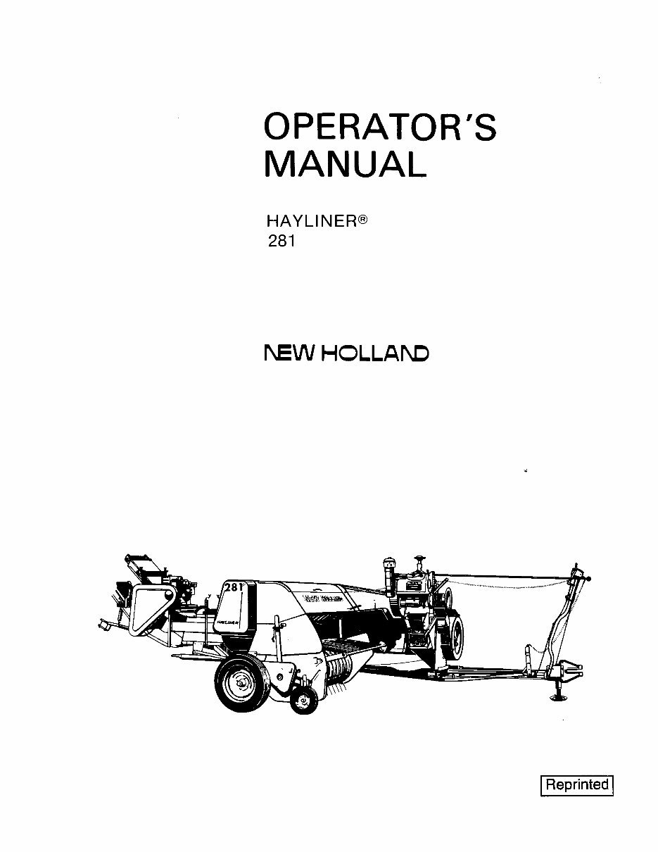 NEW HOLLand 281 HAYLINER BALER Operators Manual preview img 1