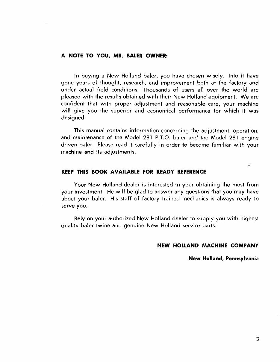 NEW HOLLand 281 HAYLINER BALER Operators Manual preview img 4