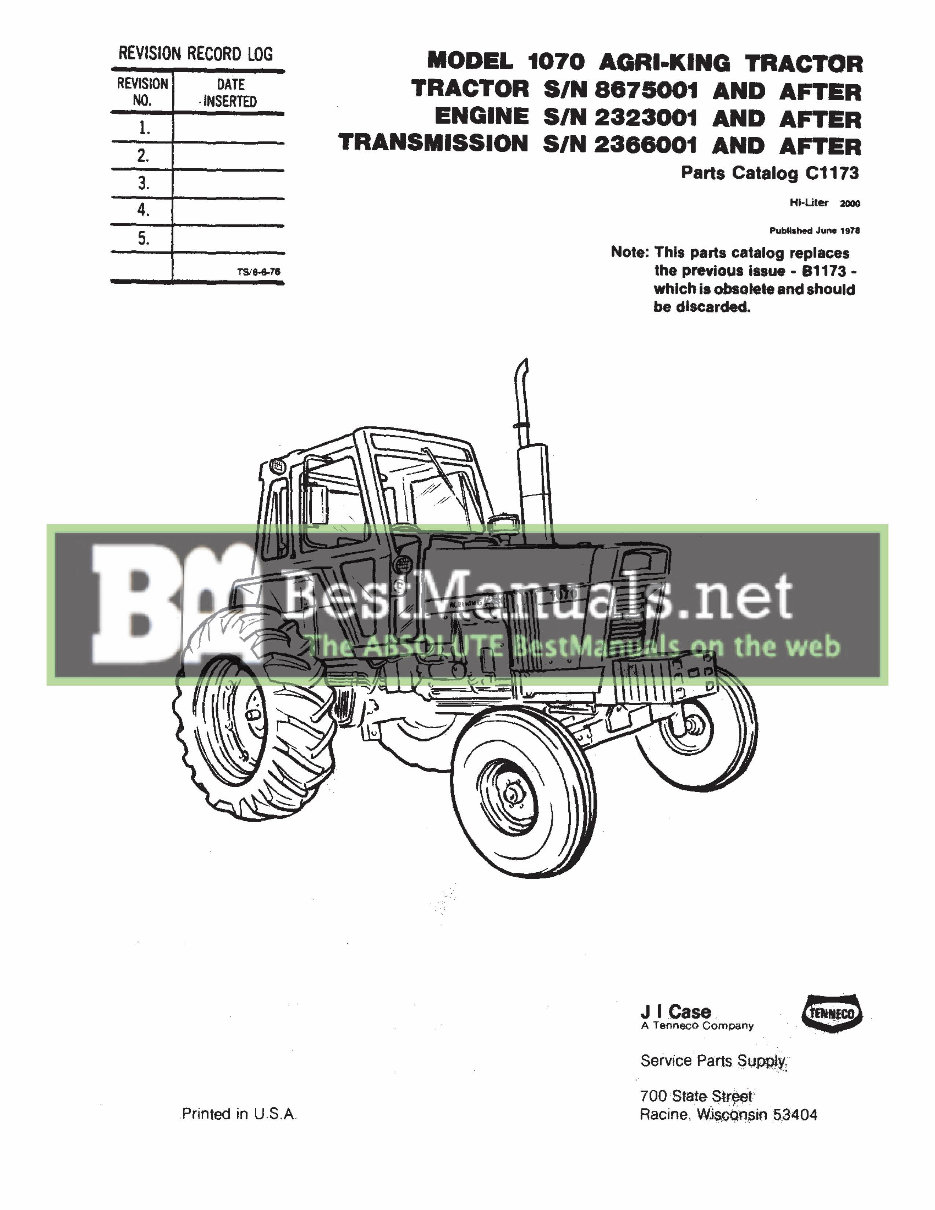 Case 1070 Agri-King Tractor Illustrated Parts Manual Catalog - IMPROVED - preview img 3
