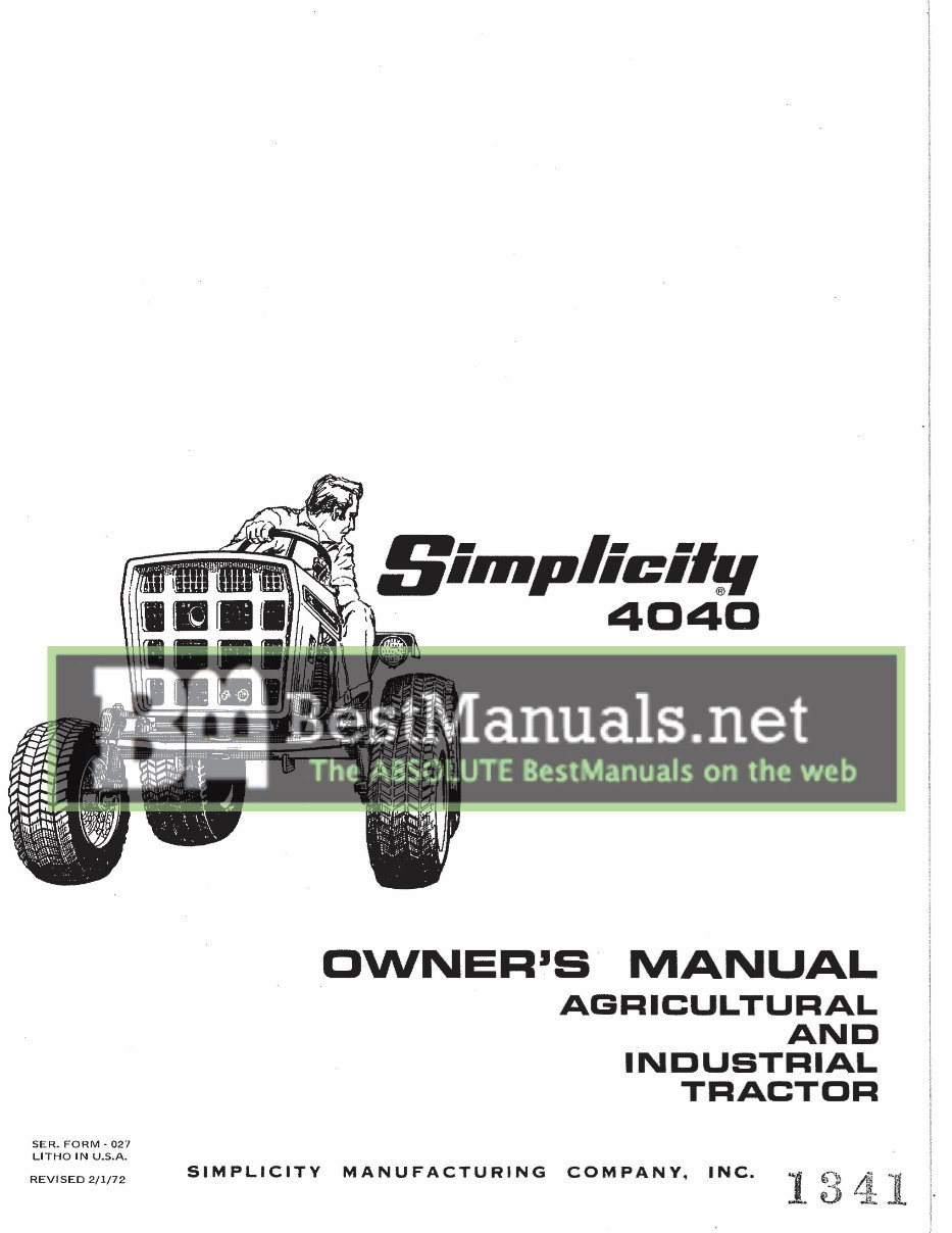 Collection of 3 files - Simplicity 4040 Power Max Repair Service Manual & Illustrated Parts Catalog & Operator Manual preview img 1