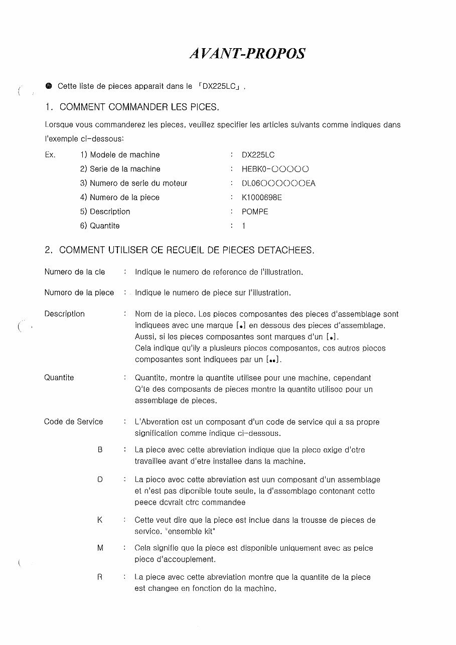 DAEWOO DOOSAN DX225LC Excavator Service Parts Catalogue Manual preview img 5