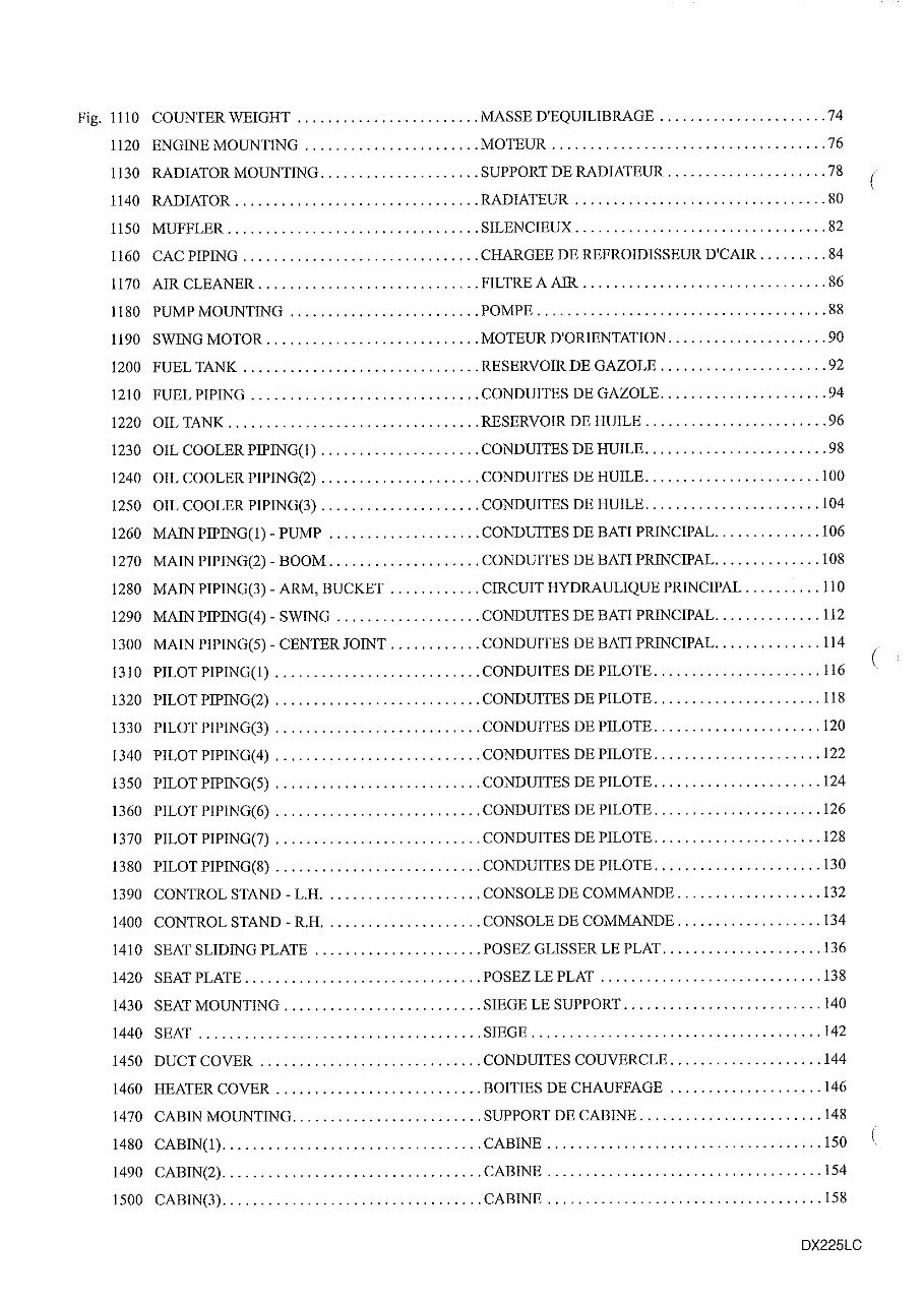 DAEWOO DOOSAN DX225LC Excavator Service Parts Catalogue Manual preview img 8