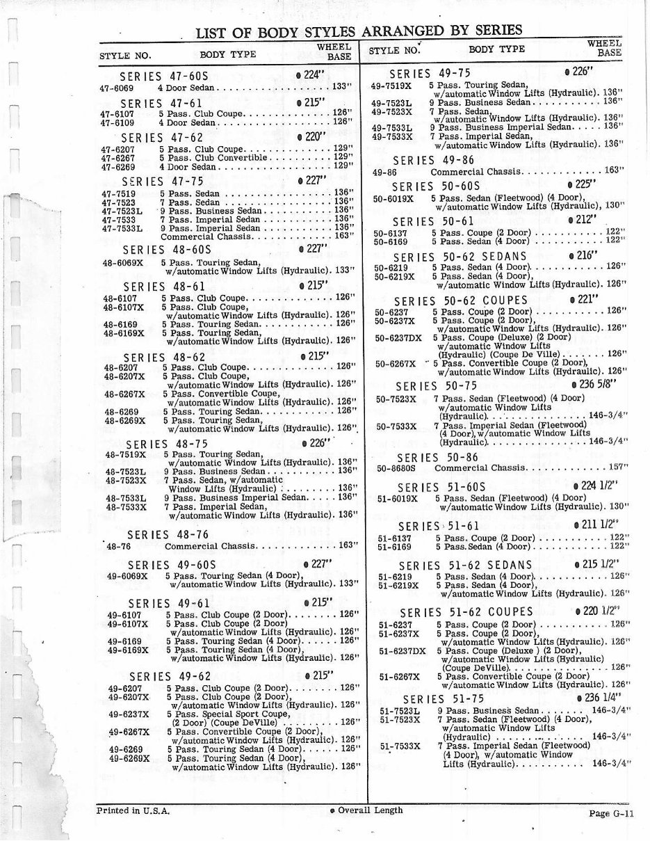 1947 1948 1949 1950 1951 1952 1953 1954 1955 1956 1957 1958 1959 Cadillac Chassis & Body Master Parts Catalog Coupe DeVille/Seda preview img 9